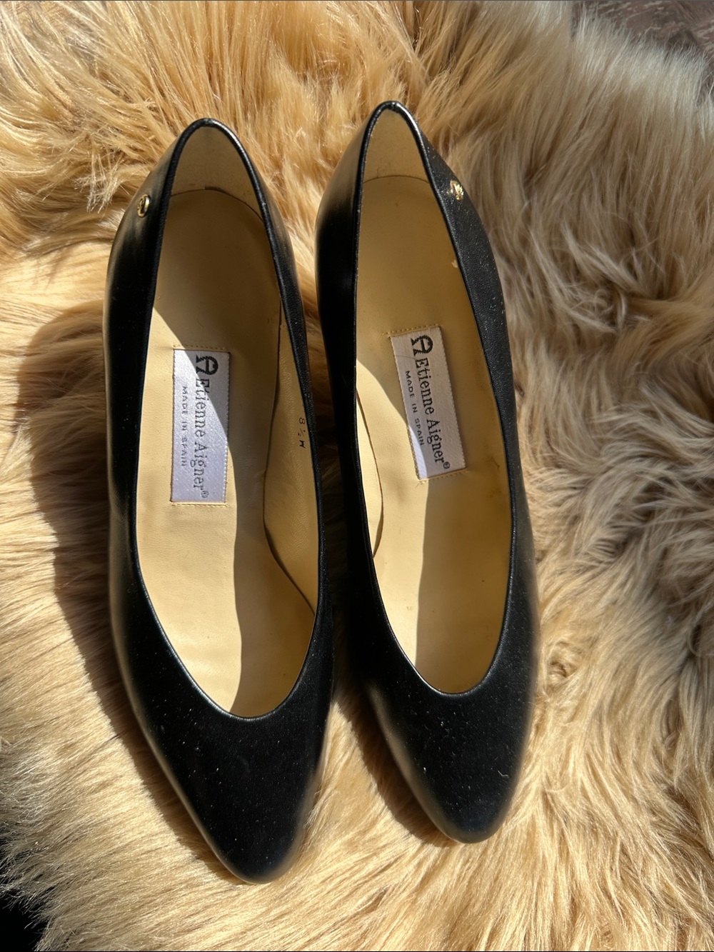 Etienne Aigner Priscilla Black Pointed-Toe Leather Pumps 8.5 W Old Money